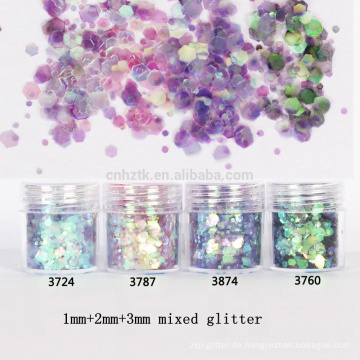 Gemischte klobige Glitzer 1mm 2mm 3mm ultradünne Nailart Glitzerplättchen